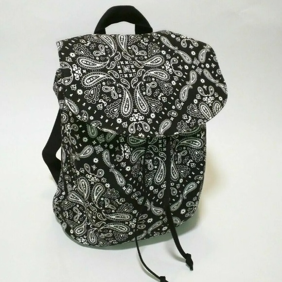 VS PINK Mini B&W Paisley/Bandana Print Drawstring Backpack - Picture 3 of 8